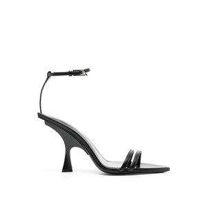 The Attico Black Silk Stiletto Heel Sandals