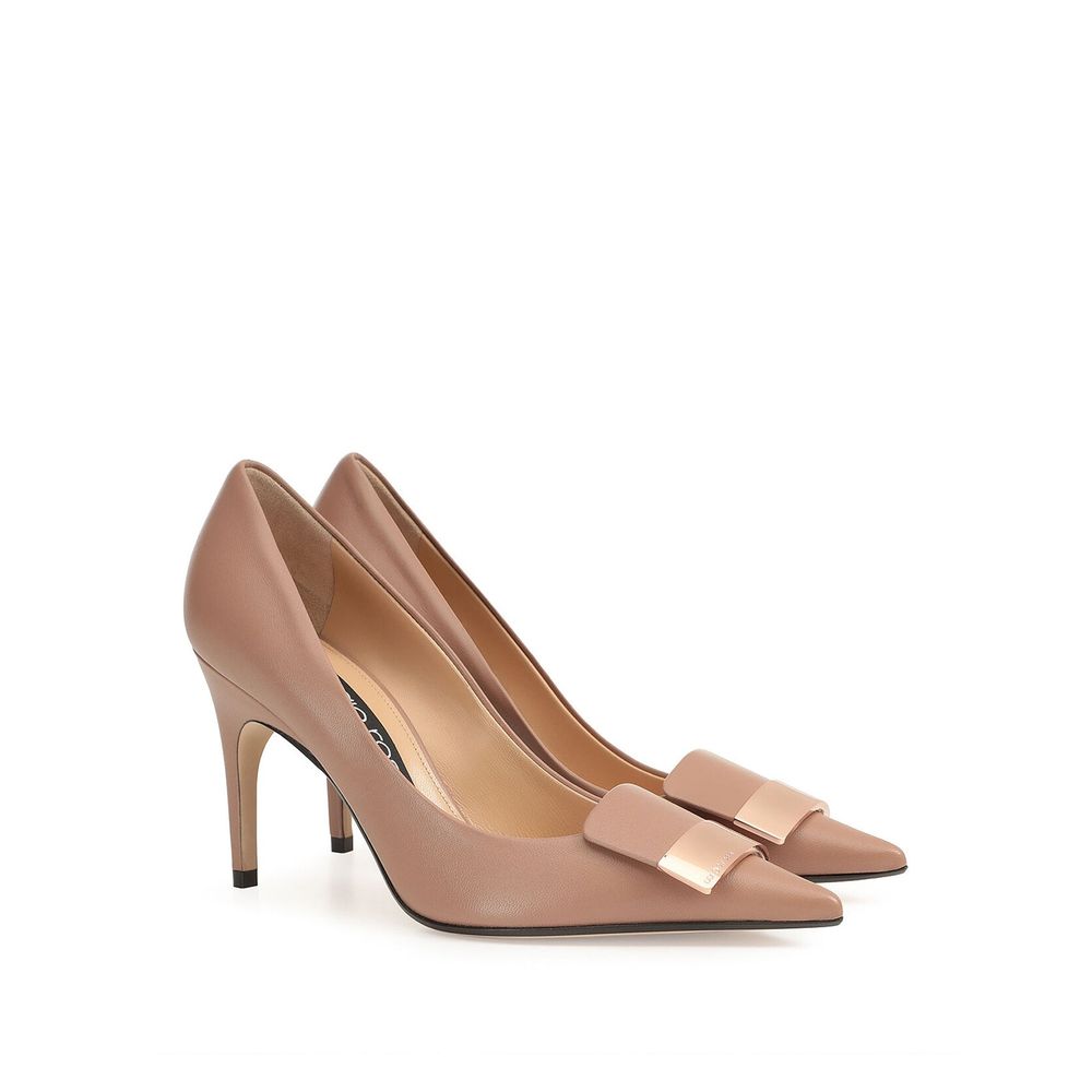 Sergio Rossi Beige Calfskin High Heel Pumps