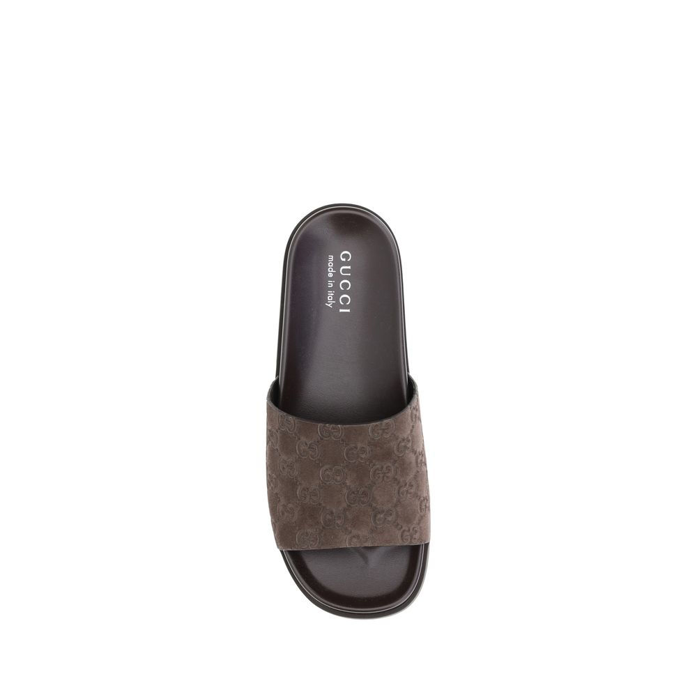 Gucci Brown Calf Leather Bos Taurus Flat Sandals