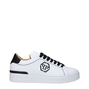 Philipp Plein White Leather Low Top Sneakers