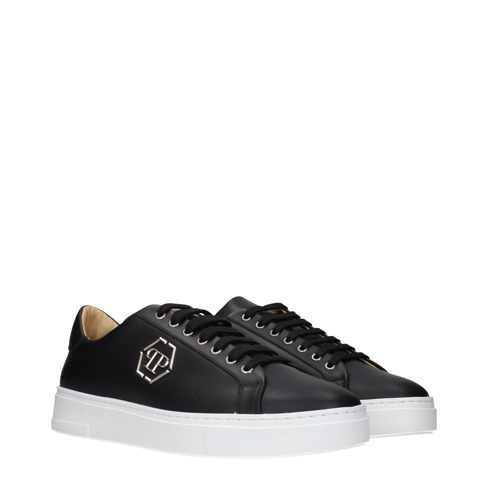Philipp Plein Black Leather Low Top Sneakers