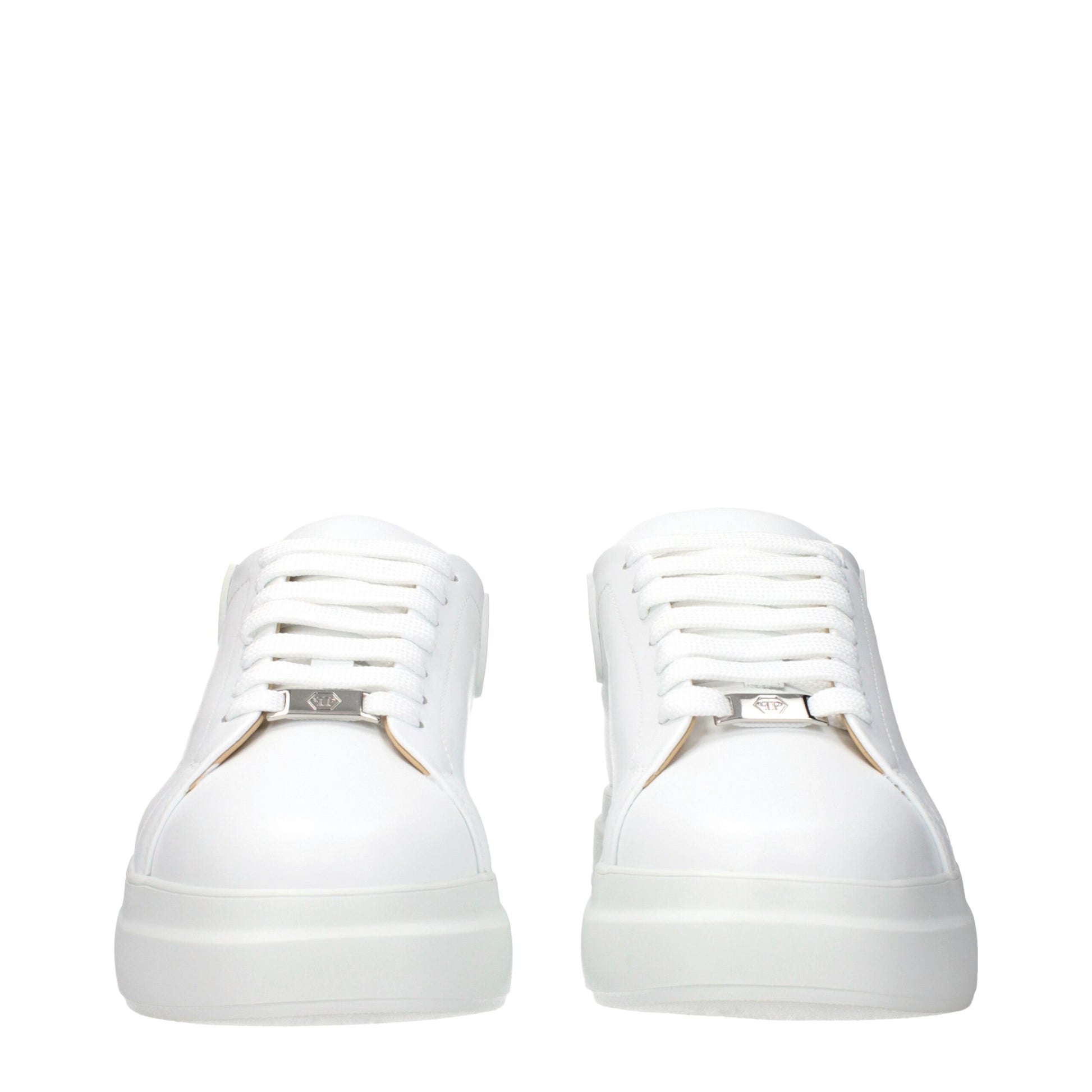 Philipp Plein White Leather Low Top Sneakers
