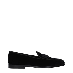 Dolce & Gabbana Black Velvet Slip-On Loafers