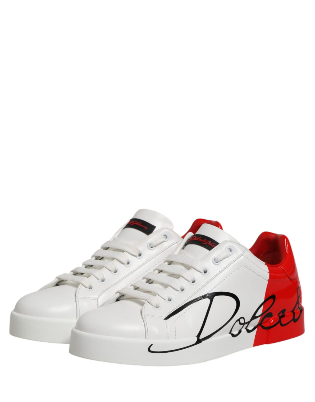 Dolce & Gabbana White Red Portofino Low Top Men Sneakers Shoes