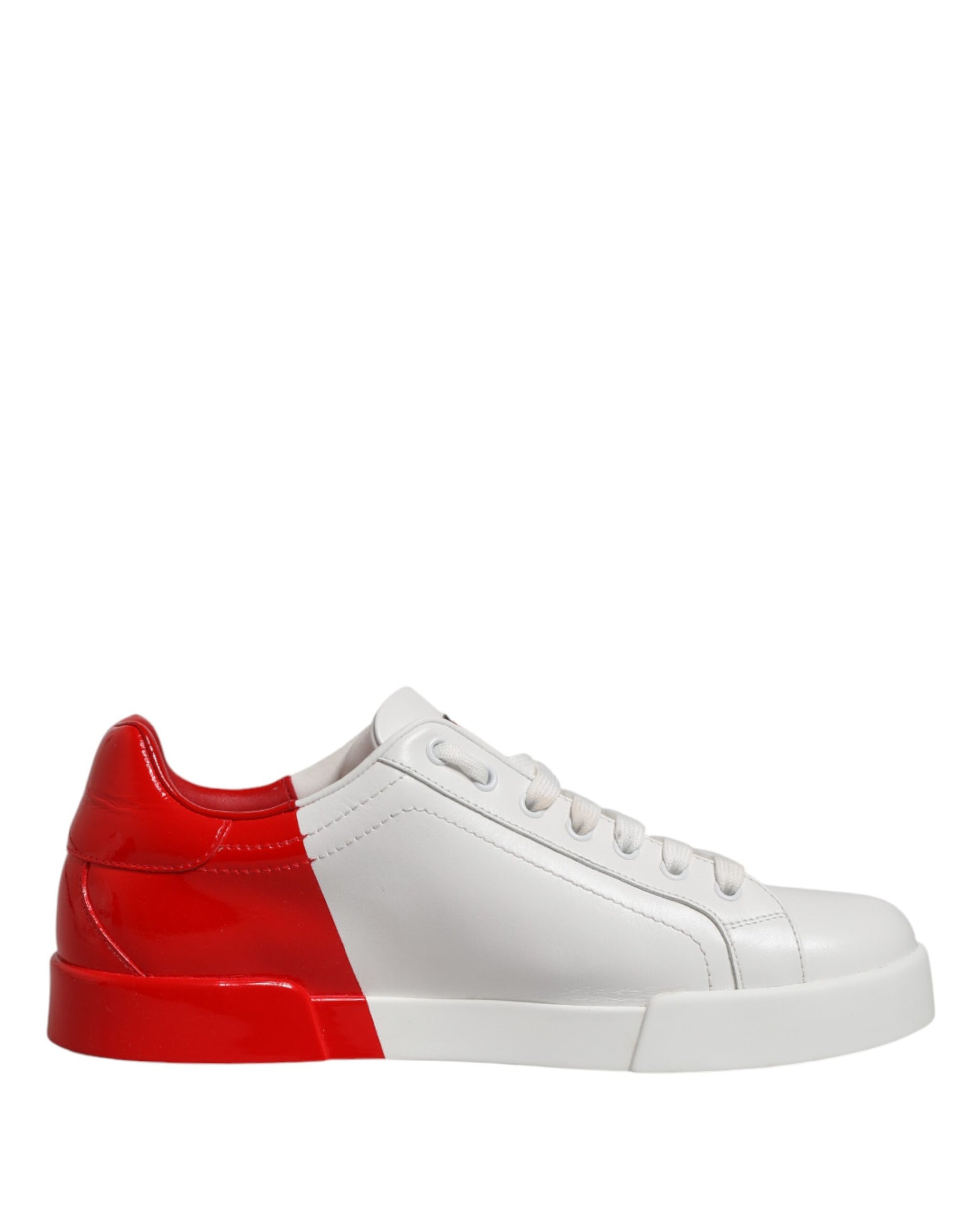 Dolce & Gabbana White Red Portofino Low Top Men Sneakers Shoes