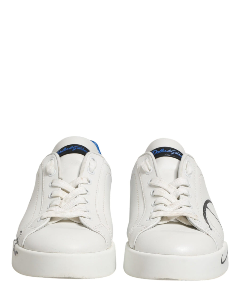 Dolce & Gabbana White Blue Portofino Low Top Sneakers Shoes