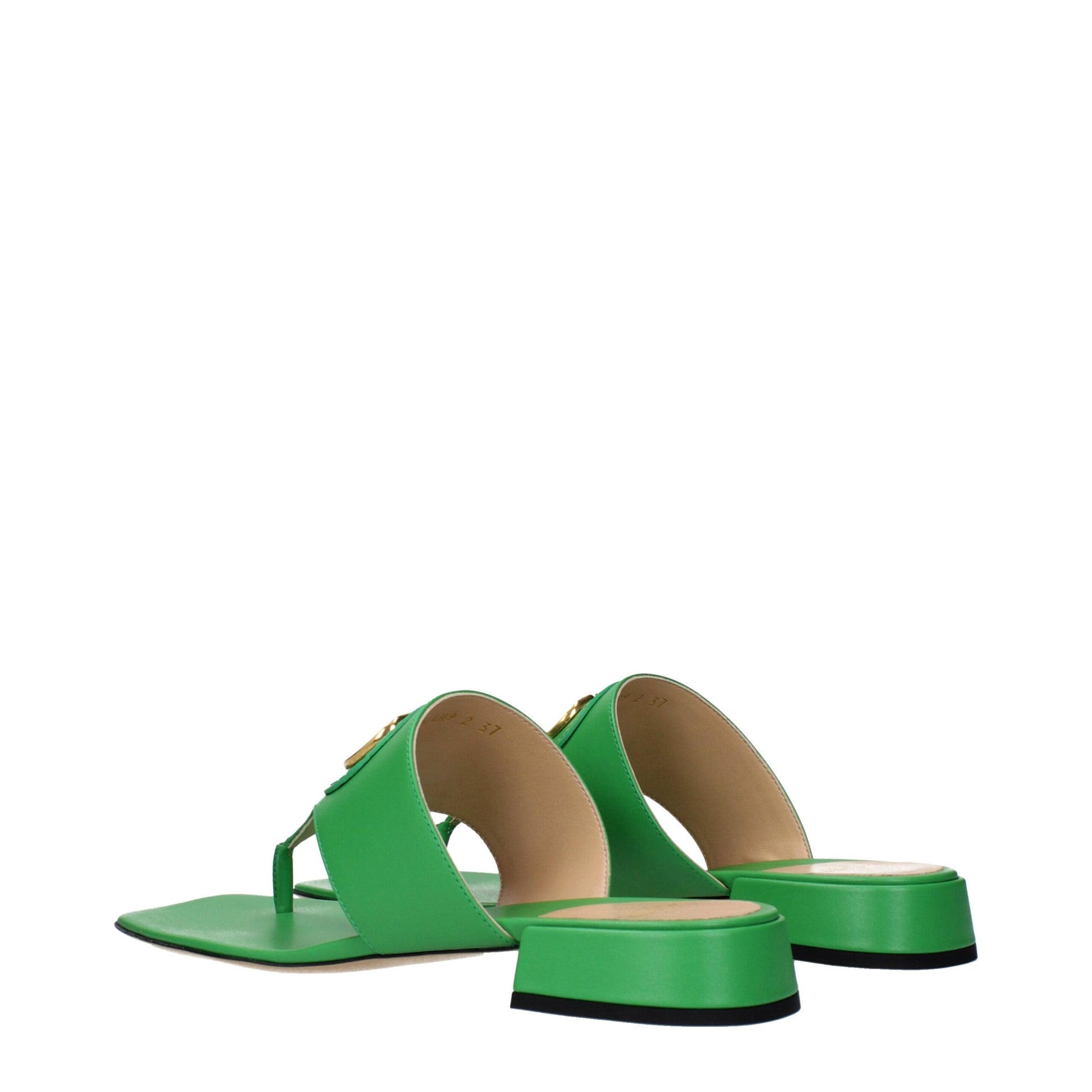 Valentino Garavani Green Leather Flip-Flop Sandals