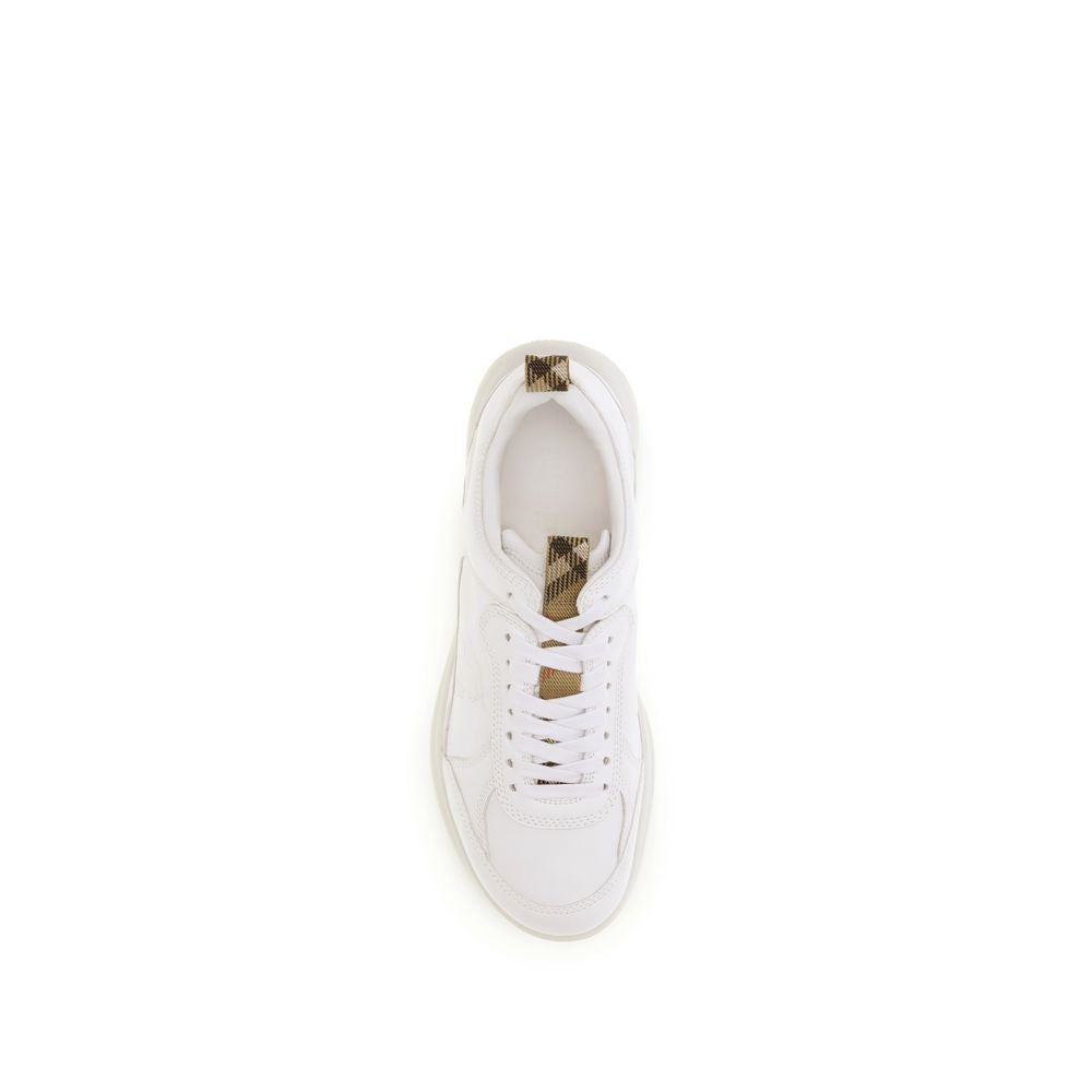 Burberry White Calf Leather Bos Taurus Athletic Sneakers