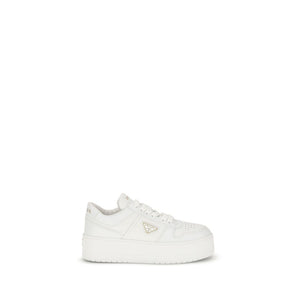 Prada White Calf Leather Bos Taurus Platform Sneakers