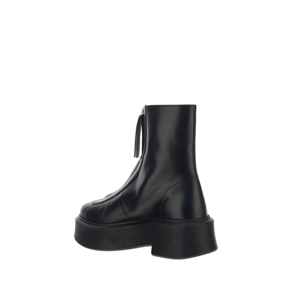 The Row Black Calf Leather Bos Taurus Ankle Boots