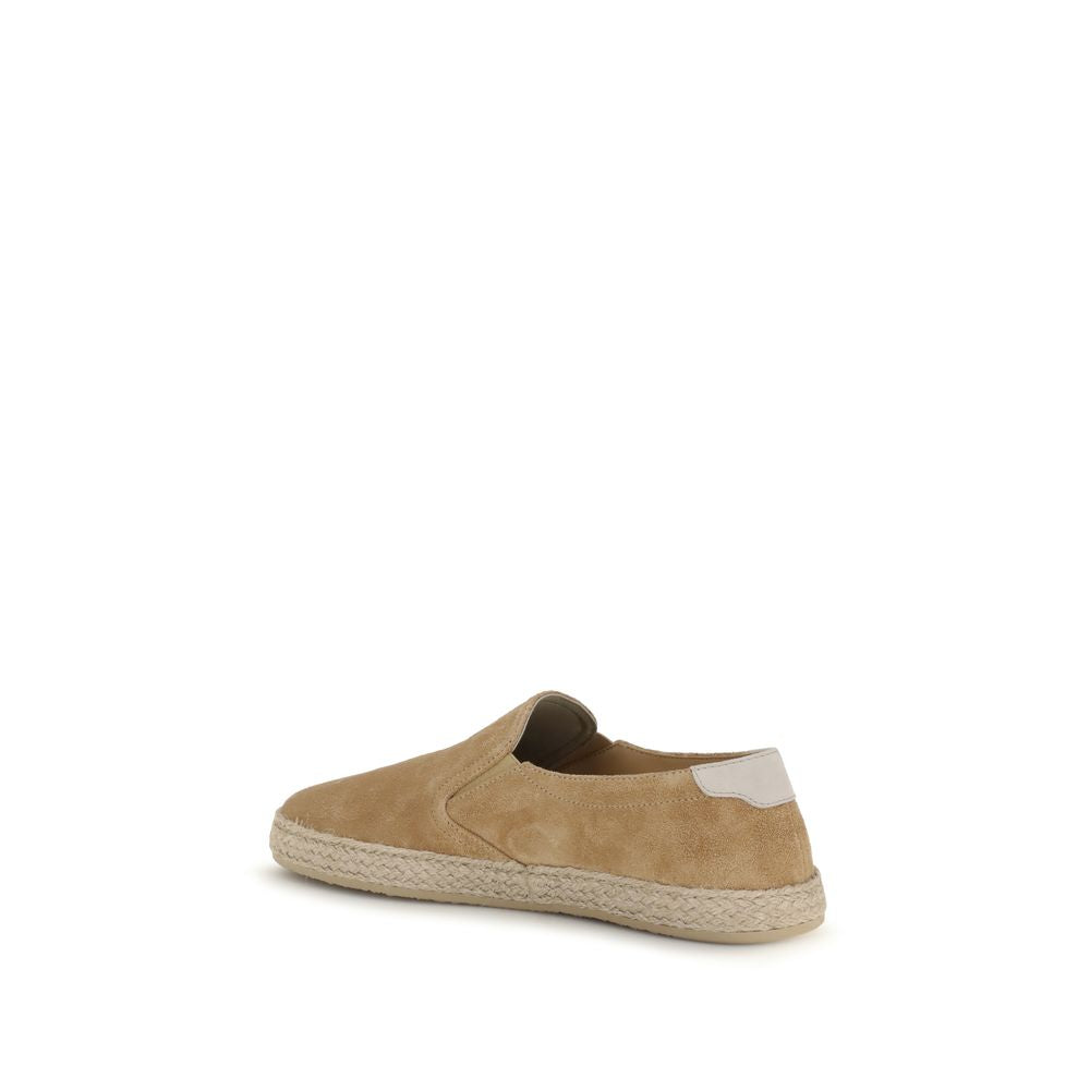 Brunello Cucinelli Beige Calf Leather Bos Taurus Espadrilles