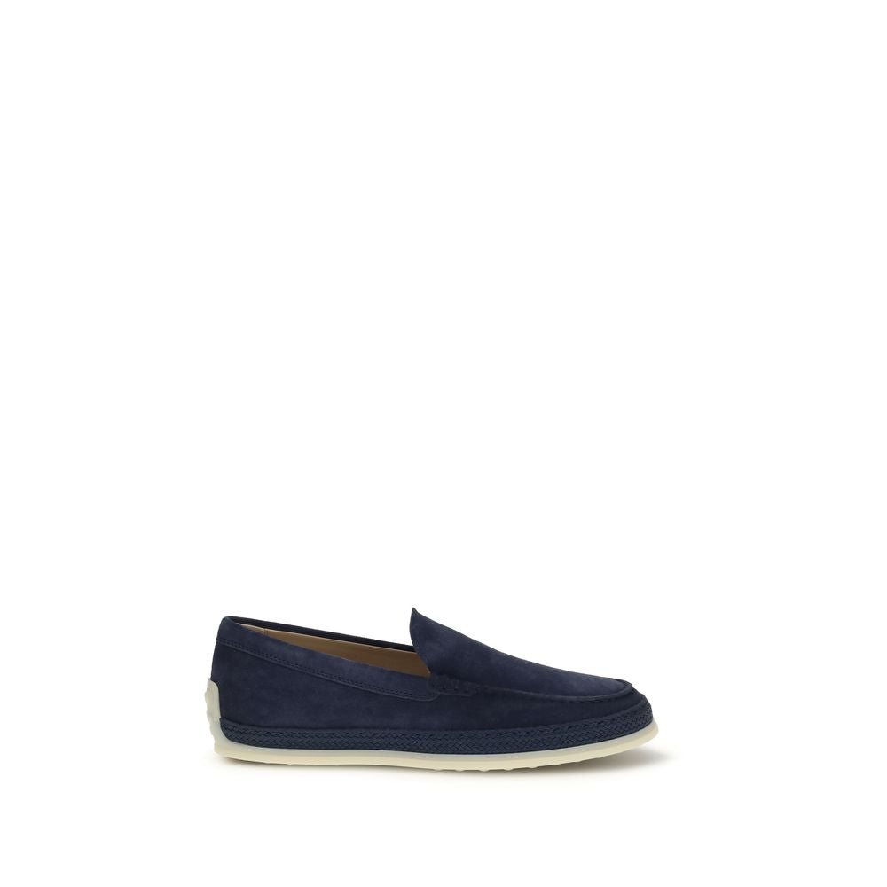 Tod's Blue Calf Leather Bos Taurus Slip-On Loafers
