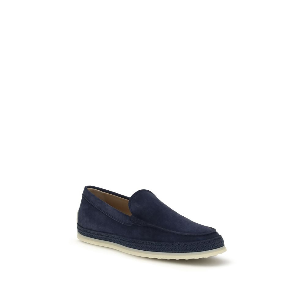 Tod's Blue Calf Leather Bos Taurus Slip-On Loafers