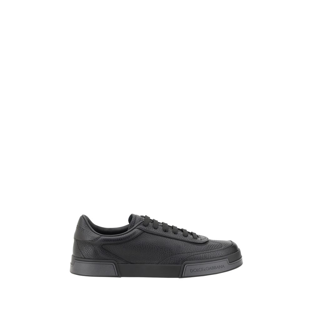 Dolce & Gabbana Black Calf Leather Bos Taurus Sneakers